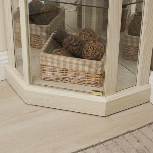 Elegant Corner Curio Cabinet with Lights & Tempered Glass Door, Wooden Display Cabinet with 4 Adjustable Glass Shelves & Mirrored Back for Living Room, Dining Room, Office (White) - Image 9