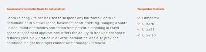 Santa Fe Small Hang Kit for Santa Fe Dehumidifiers for Standing Water in Crawl Spaces, Basements, Attics (part 4036695) - Image 4