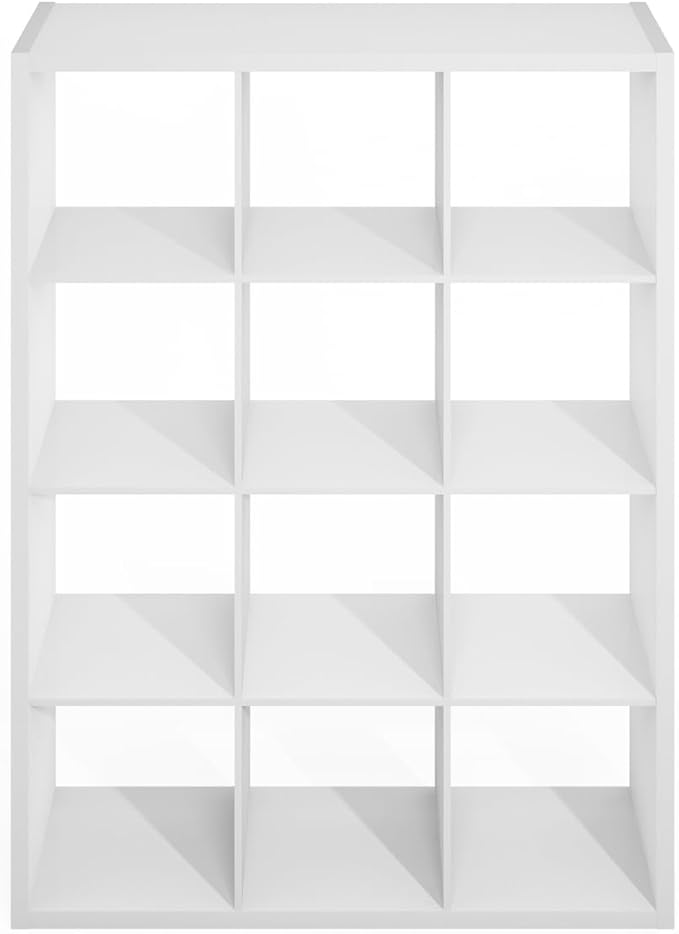 Furinno Simple Cube Storage Organizer, 12-Cube Display Shelf, Open Back Shelving Unit, Storage Shelves, Extra Thick Frame, for Organization and Storage, Living Room, Home Office, White - Image 4