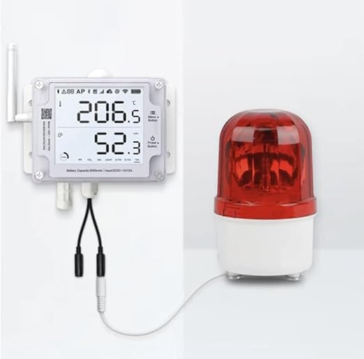 Ubibot GS1-AETH1RS + Siren Bundle Ethernet Thermometer Hygrometer, WiFi Temperature Humidity Sensor, Digital Temperature Data Logger, Free App Email Alert(2.4GHz WiFi & RJ45 Ethernet, no hub Required) by UbiBot