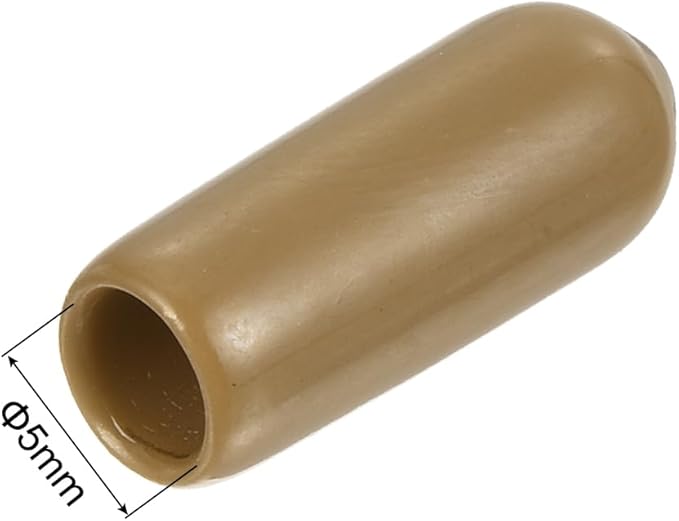 uxcell 20pcs Rubber End Caps 5mm(3/16") ID Vinyl PVC Round Tube Bolt Cap Cover Screw Thread Protectors Light Brown - Image 3