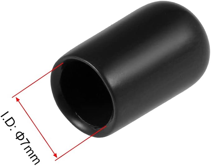 uxcell 20pcs Rubber End Caps 7mm ID Vinyl Round Tube Bolt Cap Cover Thread Protectors Black - Image 3