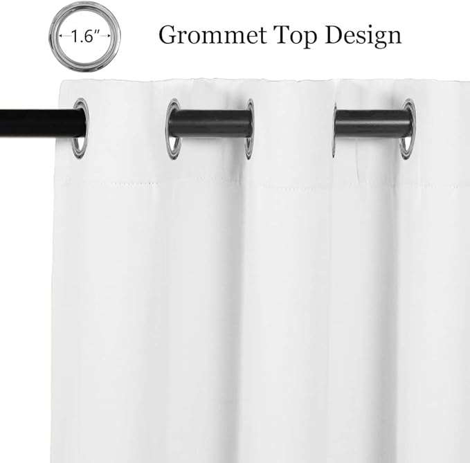 MYSKY HOME White Grommet Room Darkening Curtains for Bedroom and Living Room, 80 Inch Long Vertical Blinds, Privacy Thermal Insulated Panel, 52 x 80 Inch, Pure White - Image 2