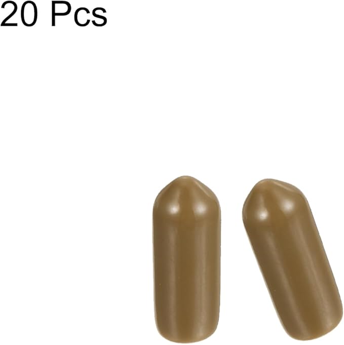 uxcell 20pcs Rubber End Caps 5.5mm ID Vinyl PVC Round Tube Bolt Cap Cover Screw Thread Protectors Light Brown - Image 2