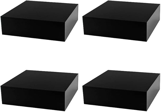 4 Pack Black Acrylic Display Box Countertop Showcase Bin No Lid 6.75" x 6.75" x 2 Inch Merchandise Storage with Open Bottom Square Flippable Cubby for Retail Stores and Expos by Marketing Holders by MarketingHolders