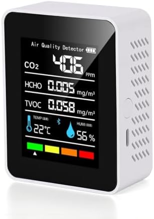 Air Quality Monitor, 5 in 1 Portable Quality Tester, CO2 Detector Air Quality Monitor Indoor, for CO2 | TVOC | HCHO | Temp Humi for Home, Cars Plants,Hotel, Office by HISUEKIG