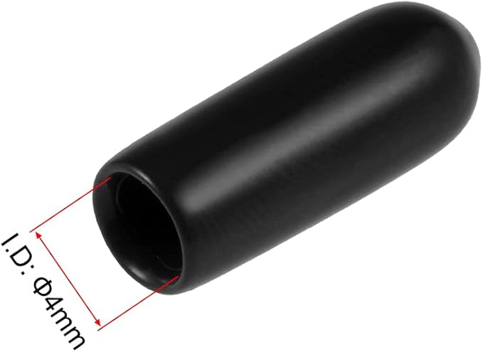 uxcell 20pcs Rubber End Caps 4mm ID Vinyl Round Tube Bolt Cap Cover Thread Protectors Black - Image 3