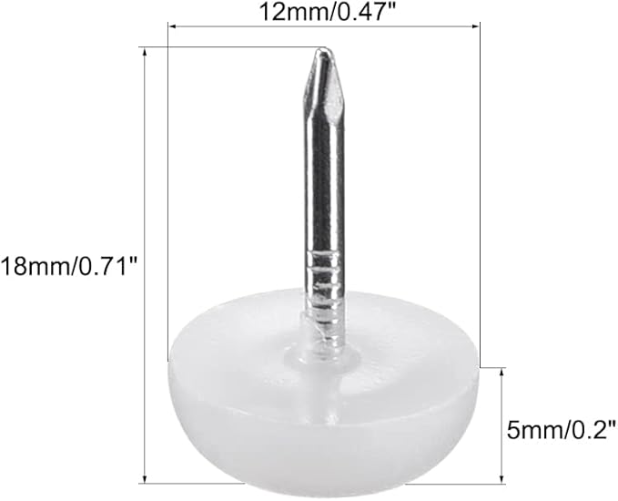 uxcell Furniture Feet Nail Plastic Glide Nails Chair Table Leg Protector Pads 12mm Dia White 40pcs - Image 2