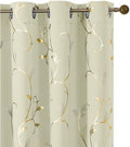 BUHUA Blackout Curtains Gold Foil Print Flower Vine Grommet Drapes, Room Darkening Thermal Insulated Curtains, Noise Reducing Curtain for Bedroom, Cream, 52Wx84L, 2 Panels by BUHUA