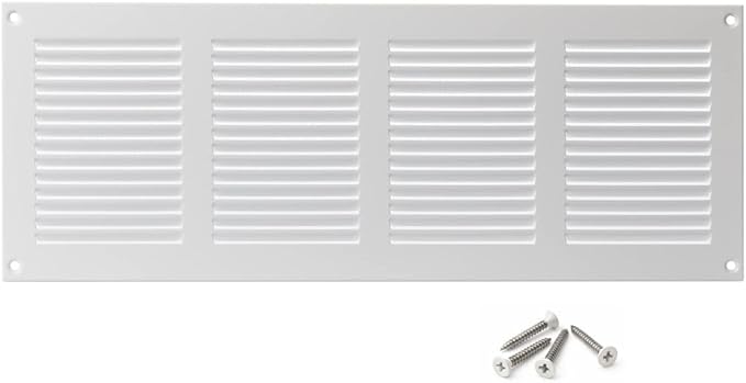 14x4 inch (Duct Opening) Vent Cover - White Ventilation Covers for Wall and Ceiling - Metal Return Grille - HVAC AC Air Vents Register for Indoor and Outdoor Use with Mesh by ABOUT+VENT