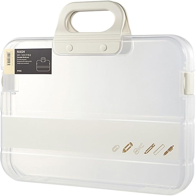 Portable File Box Clear Waterproof Document Storage Box with Snaps PP Files Organizer Cases for A4 Paper Magazines Notebooks School or Office Supplies (1pcs, White) by Radefasun