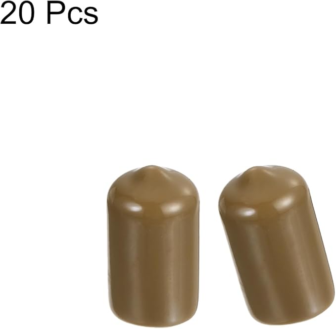 uxcell 20pcs Rubber End Caps 12mm(1/2") ID Vinyl PVC Round Tube Bolt Cap Cover Screw Thread Protectors Light Brown - Image 2