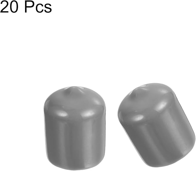 uxcell 20pcs Rubber End Caps Protective Caps 17mm ID Vinyl PVC Round Tube Bolt Cap Cover Screw Thread Protectors, Light Grey - Image 2