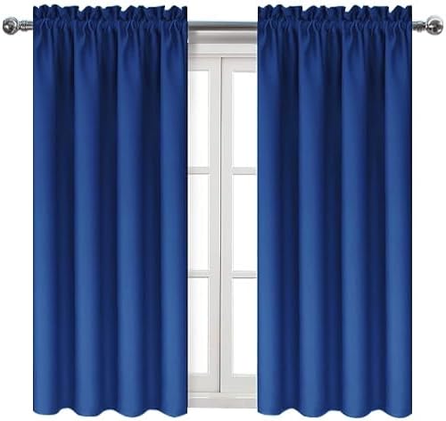 DWCN Blackout Curtains Room Darkening Thermal Insulated Bedroom Curtains Window Curtain Panels, 42 x 54 inches Long, Set of 2 Classic Blue Rod Pocket Drapes - Image 9
