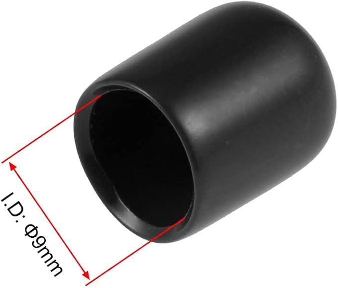 uxcell 20pcs Rubber End Caps 9mm ID Vinyl Round Tube Bolt Cap Cover Thread Protectors Black - Image 3