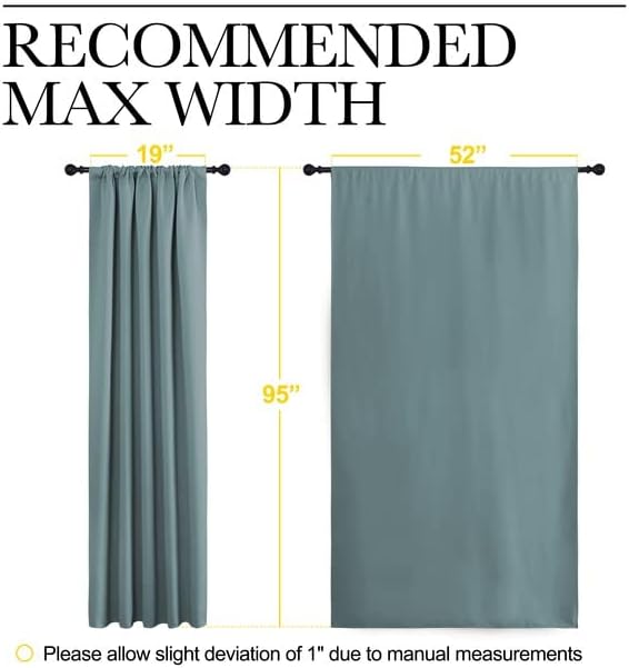 NICETOWN Greyish Blue Blackout Curtains Panels for Window, Thermal Insulated Rod Pocket Blackout Drapes/Draperies for Living Room (2 Panels, W52 x L95 inches) - Image 7