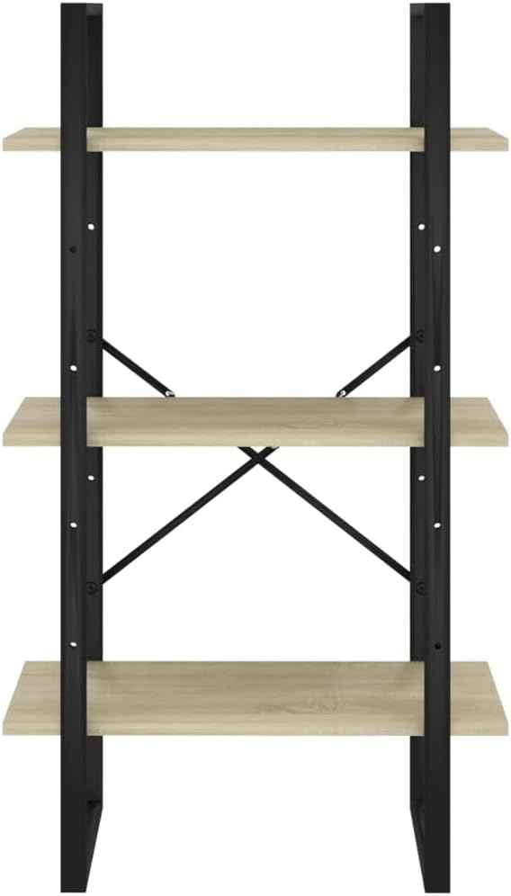 Industrial 4-Tier Storage Shelf 41.3" H Sonoma Oak Engineered Wood & Matte Black Metal Small Bookcase for Living Room Bedroom Office - Image 6