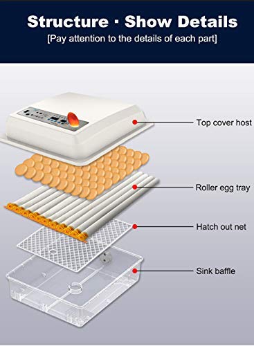 Egg Incubator,Egg Incubator with Automatic Egg Turning and Humidity Control,Poultry Hatcher for Chickens Ducks Birds (56 Eggs) - Image 6