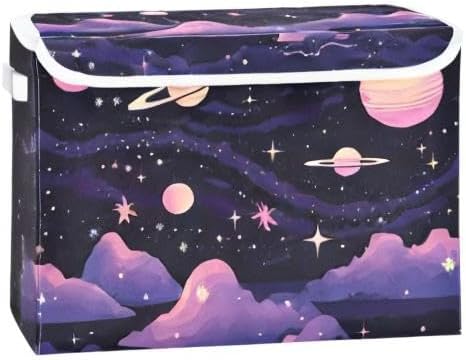xigua Abstract Planets Storage Bins with Lids and Carrying Handle,Foldable Storage Boxes Organizer Containers Baskets Cube with Cover for Home Bedroom Closet Office - Image 8