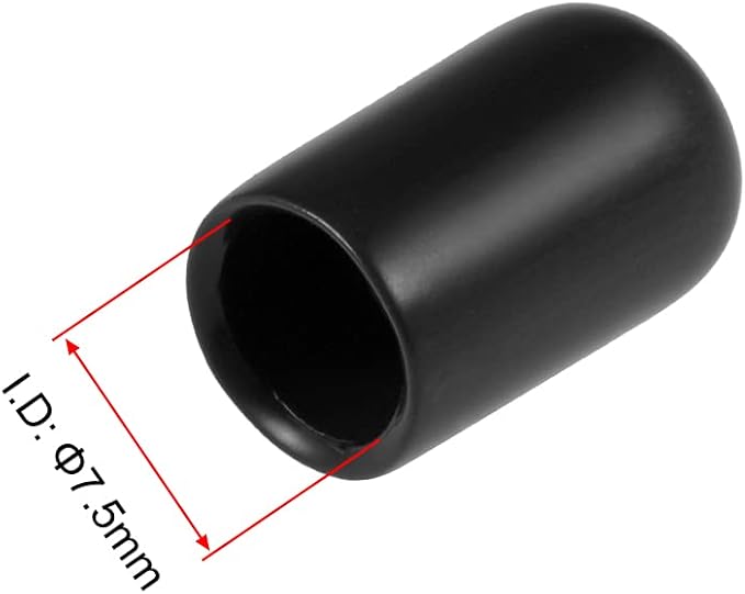 uxcell 20pcs Rubber End Caps 7.5mm ID Vinyl Round Tube Bolt Cap Cover Thread Protectors Black - Image 3