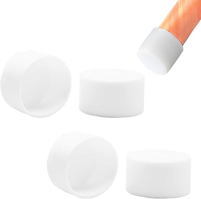 4 Pcs 1-3/4" (45 mm) Round Chair Leg Tips Caps, Silicone Rubber Furniture Leg Floor Protectors, Reduce Noise Folding Metal Chair Leg Cap Replacement for Bar Stool Leg Patio Indoor, White by BOPOREAE