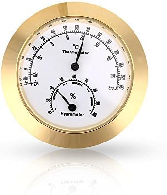 Round Thermometer Hygrometer, Humidity Temperature Meter for Violin Guitar Case Instrument Care(Gold) by Dilwe