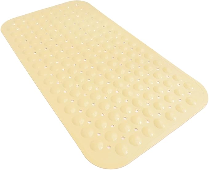 Anti-Slip Bathtub Shower mat, 27.5×14.5（Approximately 70×37cm） inch Soft Oversized Machine Washable Non-Slip Bathtub mat with Drainage Holes, Bathroom Floor Suction Cup.（1-Opaque Light Yellow） by ERASILKEN-X