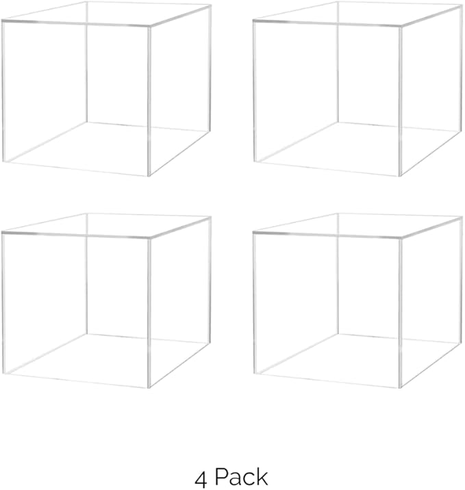 4 Pack 14 Inch Clear Acrylic Display Riser Box with One Open Side No Lid Versatile Square Lucite Retail Product Riser or Merchandise Storage Bin by Marketing Holders - Image 4