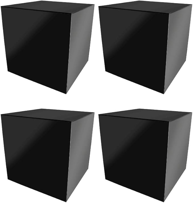 4 Pack 14 Inch Acrylic Display Riser Box Black with One Open Side No Lid Versatile Square Lucite Retail Product Riser or Merchandise Storage Bin by Marketing Holders by MarketingHolders