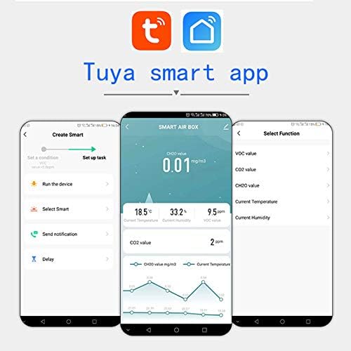 Zigbee Smart Air Detector, Formaldehyde HCHO/VOC Detector, CO2, Temperature, Humidity Monitoring, 5 in 1 Tester, for Household, Office,Hotel.ZigBee Hub Required. - Image 3