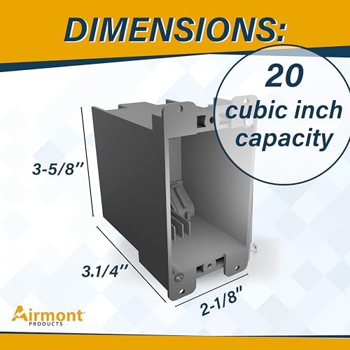 20 Cu in Deep Old Work Electrical Box, 1-Gang Non-Metallic PVC Outlet Box for Drywall, Remodel Electrical Box with Built-in NM Cable Clamps, Grey PVC Old Work Outlet Box - Image 2