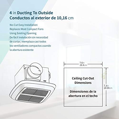Tech Drive Very-Quiet 80 CFM, 1.5 Sone No Attic access Needed Installation Bathroom Ventilation and Exhaust Fan With LED light 4000K 800LM (80CFM),Ceiling Mounted Fan,Easy to Install - Image 6