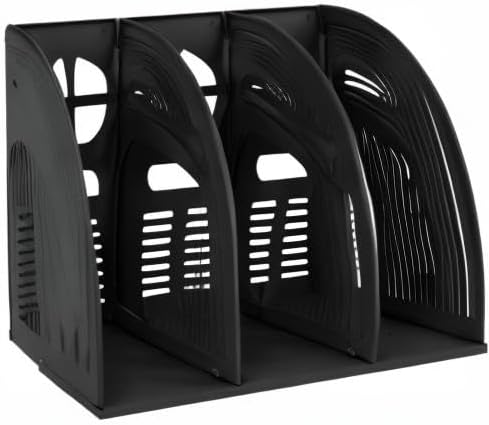 SAYEEC 2Pcs Magazine Holder Plastic File Sorter Binder Holder for Desk Folder Organizer Stand Book Shelf Dividers Vertical Filling Storage Rack Desktop Bookshelf Display Box for Office School (Black) - Image 8