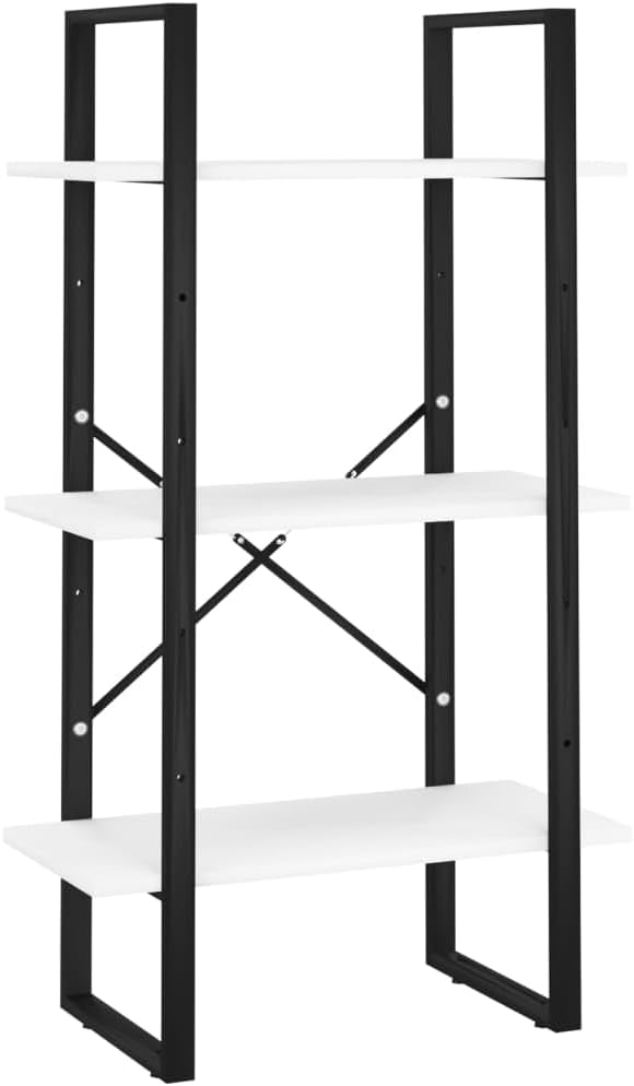 White Medium Storage Shelf 41.3 in Tall Rectangular Bookcase, 11.8 x 23.6 in Open Display Shelves, Matte Engineered Wood Narrow Bookshelf for Living Room, Kitchen, Bedroom - Image 3