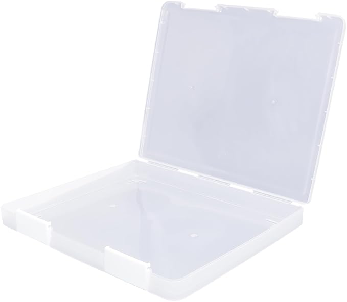 Clear A4 File Storage Boxes with Buckle Closure - A4 Clear Plastic Document Storage Boxes for Crafts, Art Supplies, Document and Magazine Organization - 12.4 x 9.6 x 1.2 Inches by Bonsicoky