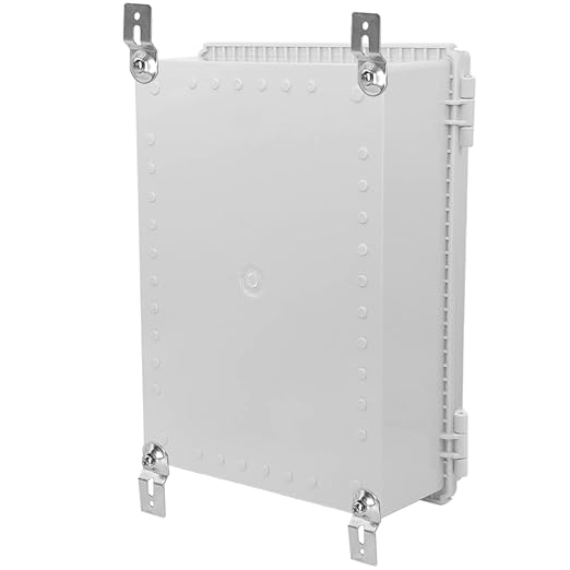Zulkit Junction Box,IP67 Waterproof Electrical Box Hinged Cover Stainless Steel Buckle Plastic Enclosure for Project w Mounting Plate Wall Bracket and 2 Cable Gland Grey 15"x11"x5.1"/380x280x130mm - Image 8