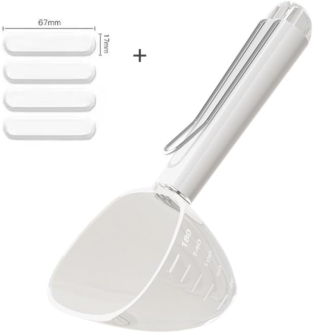 Pet Food Moisture Absorber – Reusable Diatomite Drying Blocks for Cats and Dogs, Keep Kibble Fresh and Dry (White - transparent graduated spoon + 4 drying strips) - Image 2