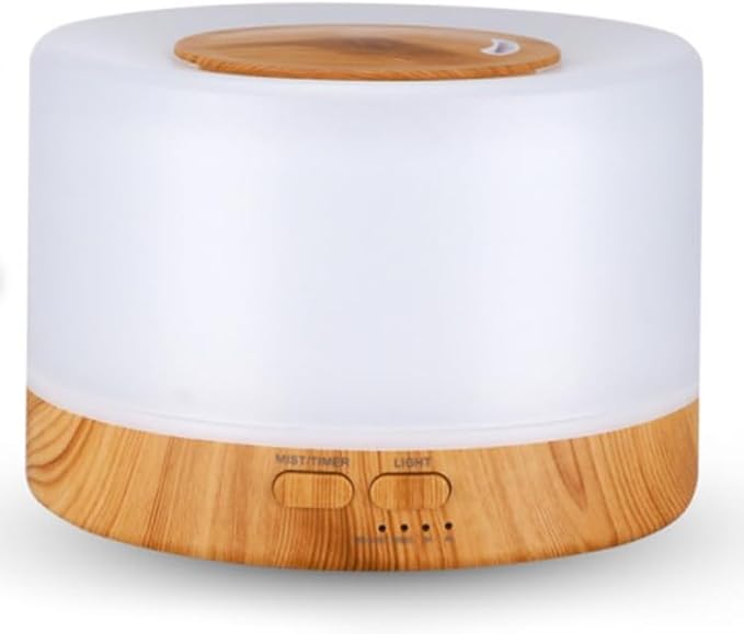 Wild Essentials 700ml Designer Large Room Essential Oil Diffuser, 5 in 1 Ultrasonic Aromatherapy Vaporizer Cool Mist Humidifier, Home, Office, Bedroom, Timer, Auto-Off, 7 Color LED (Wood and White) by WildEssentials