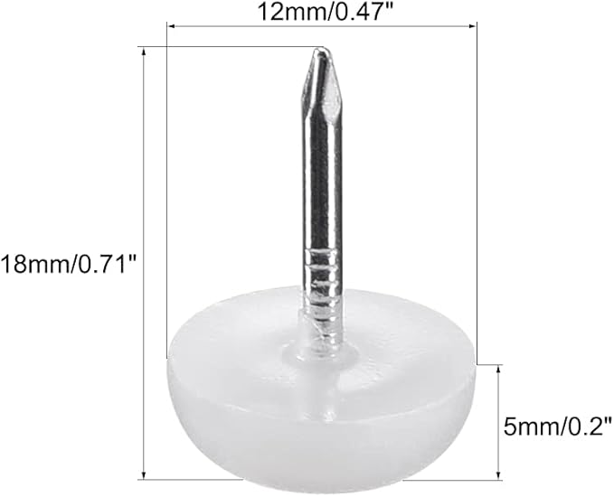 uxcell Furniture Feet Nail Plastic Glide Nails Chair Table Leg Protector Pads 12mm Dia White 60pcs - Image 2
