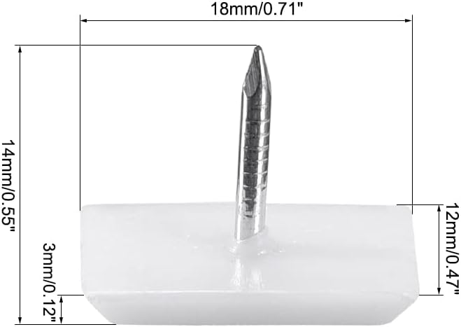 uxcell Furniture Feet Nail Plastic Glide Nails Square Chair Table Leg Protector Pads 18mm x 12mm White 20pcs - Image 2