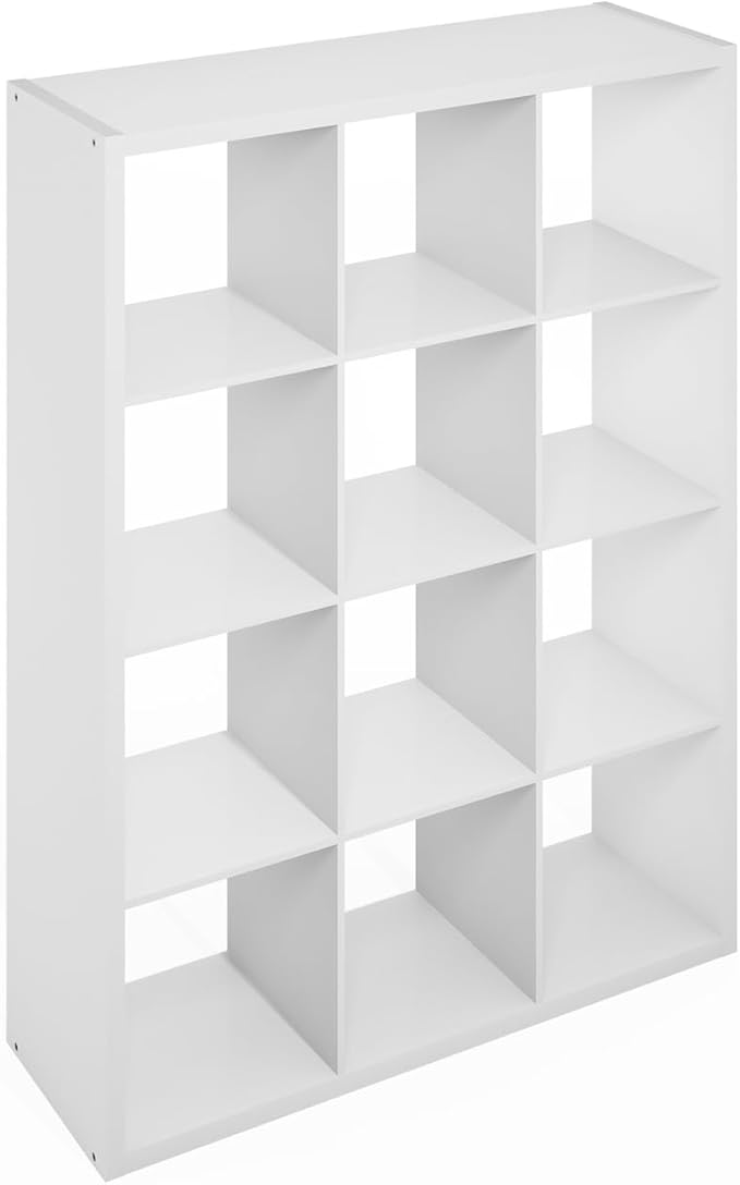 Furinno Simple Cube Storage Organizer, 12-Cube Display Shelf, Open Back Shelving Unit, Storage Shelves, Extra Thick Frame, for Organization and Storage, Living Room, Home Office, White by Furinno-FitsYourSpaceFitsYourBudget