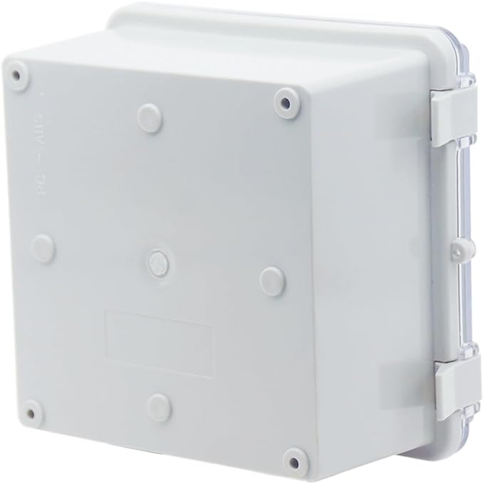 Junction Box, Hinged Clear Cover IP67 Waterproof ABS Project Box with 2 NPT 1/2" Cable Gland, Electrical Box Enclosure with Mounting Plate & Wall Bracket 5.9 x 5.9 x 3.5inch(150x150x90mm) - Image 5