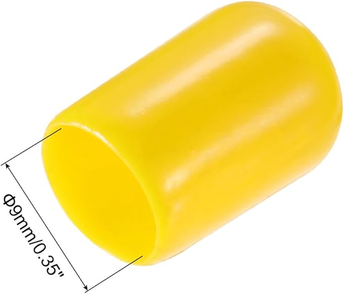 uxcell 20pcs Rubber End Caps 9mm ID Vinyl PVC Round Tube Bolt Cap Cover Screw Thread Protectors Yellow - Image 3
