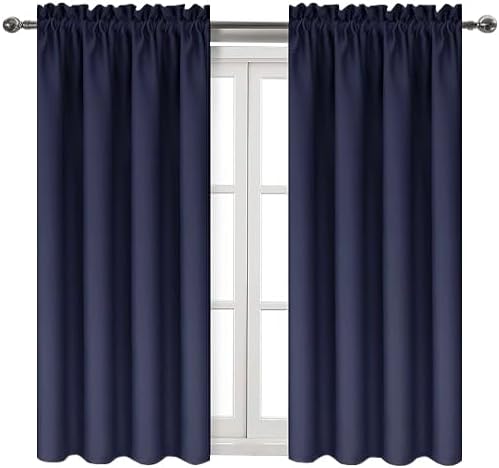 DWCN Navy Room Darkening Blackout Curtains - Thermal Insulated Privacy Energy Saving Window Curtain Drapes 52 x 45 inch Length, Set of 2 Bedroom Living Room Curtains - Image 9