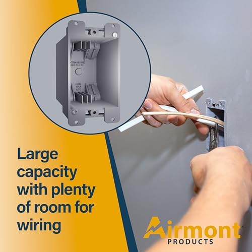 20 Cu in Deep Old Work Electrical Box, 1-Gang Non-Metallic PVC Outlet Box for Drywall, Remodel Electrical Box with Built-in NM Cable Clamps, Grey PVC Old Work Outlet Box - Image 8