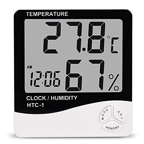 HTC-1 Digital Hygrometer Indoor Thermometer Clock/Alarm Humidity Meter Room Thermometer with Temperature and Humidity Monitor Mini Hygrometer Outdoor - Image 4