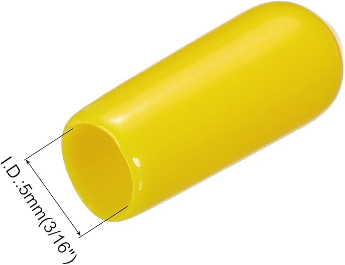 uxcell 20pcs Rubber End Caps 5mm(3/16") ID Vinyl PVC Round Tube Bolt Cap Cover Screw Thread Protectors Yellow - Image 3