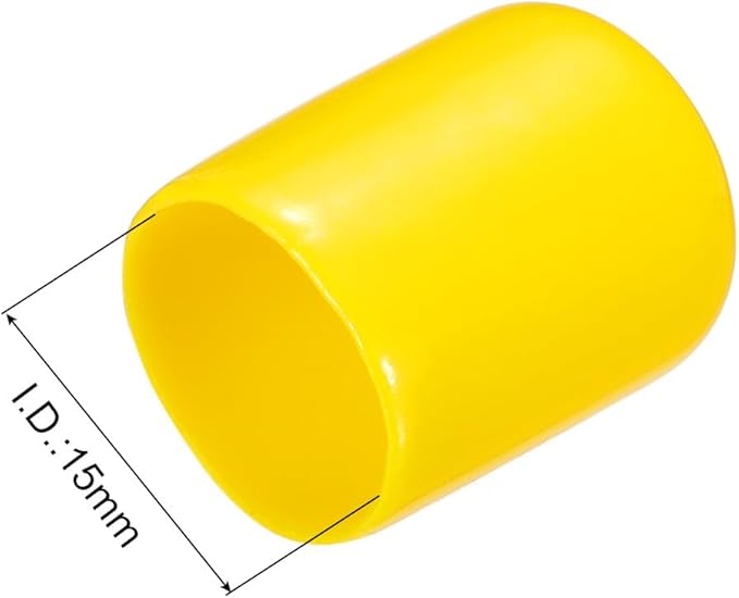 uxcell 20pcs Rubber End Caps 15mm ID Vinyl PVC Round Tube Bolt Cap Cover Screw Thread Protectors Yellow - Image 3