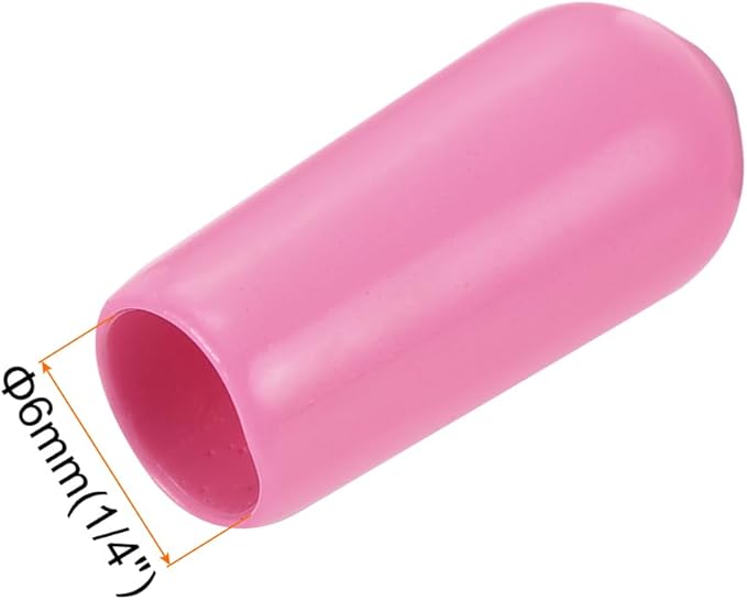 uxcell 20pcs Rubber End Caps 6mm(1/4 inch) ID Vinyl PVC Round Tube Bolt Cap Cover Screw Thread Protectors Pink - Image 3