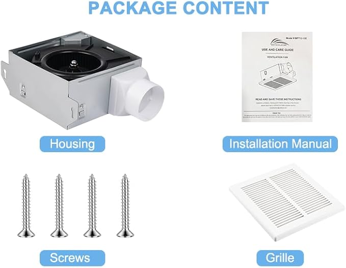Bathroom Exhaust Fan, 50 CFM,1.0 Sone DC Motor,Quiet Bathroom Fan with No Attic access Needed Installation, Ceiling Mounted,Energy Star Certified Ventilation Fan, 3inch Duct,White - Image 6